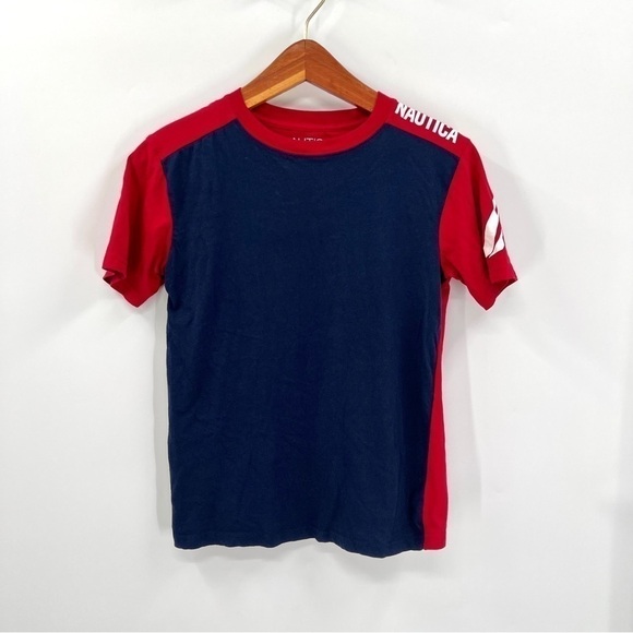 NAUTICA Boy's Red White & Blue Short Sleeve Crewneck T-Shirt Size M - Picture 1 of 9